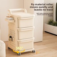Étagère de rangement en plastique mobile avec roulettes et tiroirs, chariot de rangement roulant, organisateur mobile multifonctionnel pour jouets et collations