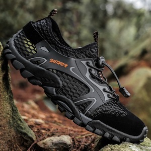 Chaussures de sport en mesh pour hommes, bout rond, lacets, semelle extérieure en caoutchouc respirante, toutes saisons, randonnée en plein air, baskets de trail - Product Image 2