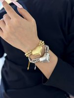 Nouveautés Bracelet en forme de cœur en ballon épais fait à la main Bijoux Bracelet de charme en or argenté de luxe Perles réglables Or