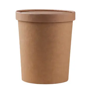 पर्यावरण के अनुकूल डिस्पोजेबल सूप पेपर कप Takeaway 11oz क्राफ्ट सूप ढक्कन के साथ कटोरा