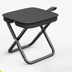 Tabouret pliant d'extérieur portable avec poignée et sac de transport, idéal pour la pêche, comme petit banc, tabouret à fermeture éclair pour file d'attente, ou comme étui à crayons de camping, chaise entièrement pliable - Product Image 1