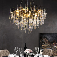Luminaire français Lampe en cristal de luxe Goutte d'eau Branche d'arbre Salon Salle à manger Luxueuse Villa Lustre en cristal