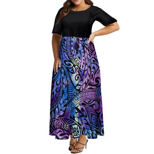 Vestido Largo con Cuello Redondo, Transpirable, con Diseño de Arte de las Islas del Pacífico, Tallas Grandes hasta 8XL, Personalizable Bajo Demanda, para <span class=keywords><strong>la</strong></span> Noche, Sin Pedido Mínimo - Product Image 3