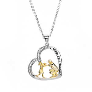 Collana <span class=keywords><strong>di</strong></span> ciondolo con intagli alla moda <span class=keywords><strong>in</strong></span> oro giallo PVD placcatura <span class=keywords><strong>padre</strong></span> e <span class=keywords><strong>figlia</strong></span> collana con ciondolo scultura incisa - Product Image 5