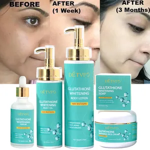 Kit de clareamento da pele, kit de clareamento rápido e hidratante para clareamento da pele, conjunto de cuidados com a pele (novo) para rosto e corpo