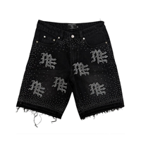 Shorts en jean tendance MIXED EMOTION, dernières nouveautés, entièrement ornés de diamants, style vintage hip-hop streetwear pour hommes et femmes