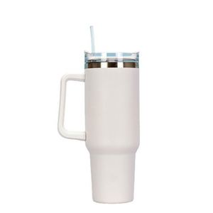 Gobelet isotherme personnalisé en acier inoxydable mat de 40 oz avec poignée et couvercle à paille rabattable Protour, anti-fuite, idéal pour le camping - Product Image 3