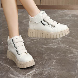 أحذية نسائية كاجوال للكاحل YB9028، أحذية شتوية جديدة مقاومة للماء مبطنة بالفرو مع رباط، متعددة الاستخدامات للخريف - Product Image 3