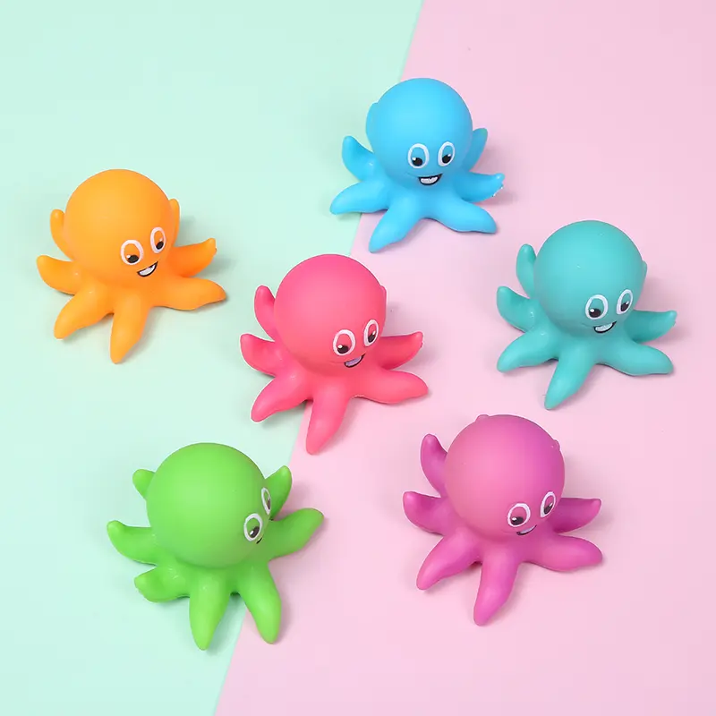 Fournisseur d'usine Changement de couleur de la chaleur Baignoire pour tout-petits Jouets Poulpe en plastique Bébé Bain Jouet Douche Poulpe en caoutchouc