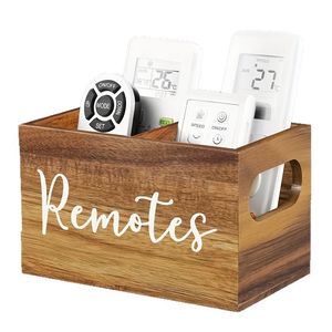 Caja de Almacenamiento para Control Remoto de Madera, Organizador Compartimentado Cuadrado, Color Madera Natural, Organizador de Escritorio con Parte Superior Abierta - Product Image 5
