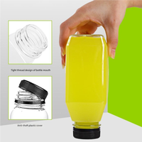 Bouteilles en plastique carrées jetables de haute qualité de 12 oz, bouteilles en plastique PET transparentes, bouteilles de jus en plastique, bouteilles d'eau en plastique avec bouchon à vis