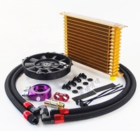 Kit refroidisseur d'huile en aluminium universel 15 rangées 262mm AN10 + kit ventilateur électrique 7"