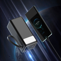 Batterie Externe Portable Grande Capacité 50000mAh avec Poignée Corde, Affichage Numérique et Projecteur, Charge Rapide PD 20W pour Téléphone Portable
