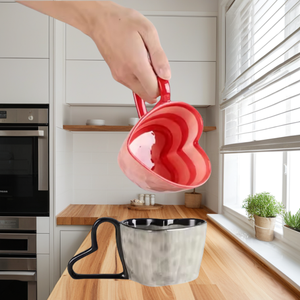 Mug en céramique en forme de cœur 3D, tasses en céramique faites à la main, design avec poignée en forme de cœur, tasse à eau, possibilité de personnaliser les logos en couleur - Product Image 4