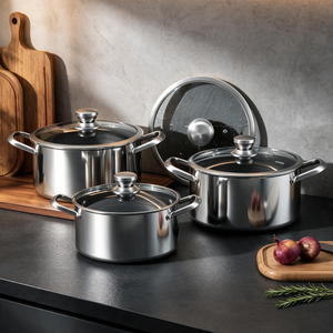 Batterie de cuisine moderne en acier inoxydable, ensemble de casseroles 20/24/<span class=keywords><strong>28</strong></span> <span class=keywords><strong>cm</strong></span> avec couvercle en verre, antiadhésif, compatible lave-vaisselle, pour la cuisine domestique - Vente chaude - Product Image 2