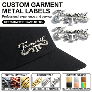 Étiquettes de vêtements personnalisées en forme de rouleau, étiquettes de marque en métal de haute qualité pour vêtements, chaussures, sacs, chapeaux avec design en strass - Product Image 1
