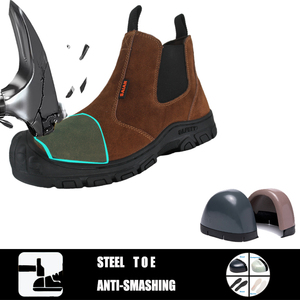 <span class=keywords><strong>Stivali</strong></span> di sicurezza Anti-puntura in acciaio Anti-puntura antiscivolo in pelle scamosciata senza <span class=keywords><strong>lacci</strong></span> alla moda per saldatura scarpe da costruzione - Product Image 6