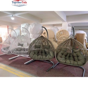 <b>Outdoor</b> Hanging <b>Egg</b> <b>Chair</b> with Plastic Cushion Iron Art Frame Black Woven Swing <b>Chair</b> for Patio Lounge Relaxation - Product Image 4