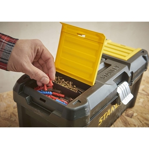 Caja de herramientas de plástico Stanley de 16 pulgadas con bandeja y almacenamiento con cerradura para herramientas y equipos - Product Image 3
