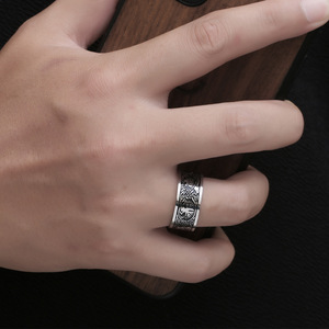 Sun Bird Divine Tree <b>Ring</b> <b>Titanium</b> Steel Men's Jewelry SA1140 Retro Mythological Pattern Plant Geometric Design Gift - Product Image 4