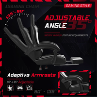 Chaise ergonomique de jeu de course à LED de massage Chaise de jeu d'ordinateur Silla Gamer en cuir Pu avec lumières et haut-parleurs