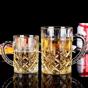 Tasse à <span class=keywords><strong>bière</strong></span> allemande personnalisée Dimple Stein avec poignée Tasse à café en verre Transparent moderne Poignée en verre Verre à café - Product Image 2