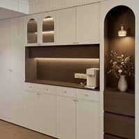 Cuisine Modulaire Moderne Européenne de Luxe, Finition Stratifiée, Panneaux de Portes en Mélaminé, Acrylique et Marbre, Fixation Murale pour Appartement