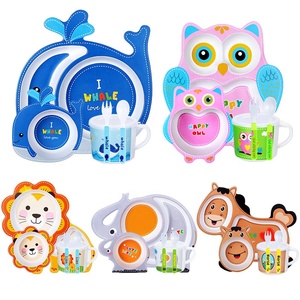 5 pezzi Vajilla ninos platos de bamboo bambu piatti 5 pezzi <span class=keywords><strong>set</strong></span> per l'alimentazione dei bambini, <span class=keywords><strong>set</strong></span> da cucina per bambini <span class=keywords><strong>set</strong></span> da pranzo per bambini in fibra di bambù - Product Image 1
