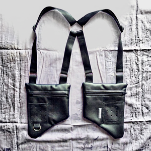 Sac à dos tactique FAZMAX en cuir véritable noir Oxford, doublure en cuir véritable, fermeture à glissière, sangle détachable, unisexe - Product Image 1