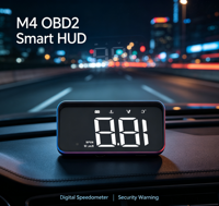 WIIYII M4 OBD2 HUD para Auto, Velocímetro Digital Inteligente, Alarma de Exceso de Velocidad, Advertencia de Seguridad Vehicular, Conexión Plug and Play, Universal para Automóviles