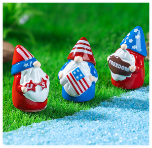 Großhandel Miniatur Oster garten Dekoration Benutzer definierte Harz USA Freiheit National flagge Gnom Figur Skulpturen 3D Spielzeug Hersteller - Product Image 4