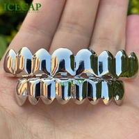 Grillz personnalisés en argent sterling 925 plaqué or blanc pour hommes, bijoux hip-hop raffinés, pas chers, 8 dents, bijoux Moissanite