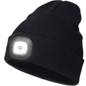 Customized Unisex LED Fashion Beanie Hat Light <b>Rechargeable</b> Outdoor Sport Fishing Beach Headlamp Knitted Cap Gift <b>Flashlight</b> - Product Image 3