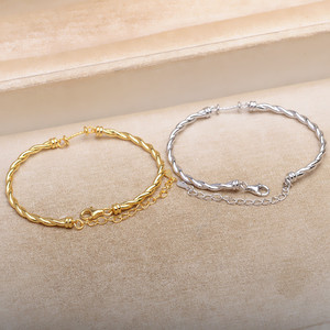 DIY Style Through Hole <b>Beaded</b> <b>Bracelet</b> for Women S925 <b>Silver</b> Smooth Surface Versatile Simple Design for Fried Dough Twists - Product Image 1