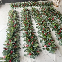 MSFAME Vente Flash : Décorations de Noël pour Vitrines, Guirlandes de Fleurs Artificielles Vertes