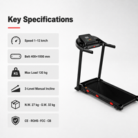 Tapis roulant électrique pliable YUNPAO en ABS pour la maison, capacité de 120 kg, écran LED, vitesse et inclinaison manuelle à 3 niveaux, écologique, portable