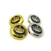Kancing Logam Enamel Logo Mahkota Kustom, Kancing Emas Berbahan Zinc Alloy untuk Jas dan Pakaian