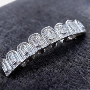 High Quality Hip Hop VVS Moissanite <b>Diamond</b> Dental Grillz Set 925 <b>Silver</b> <b>Teeth</b> Caps Fashion Available At Best Market Price - Product Image 3