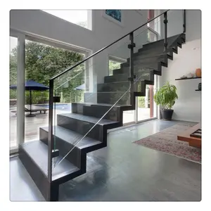 Outdoor wrought iron steel straight staircase price/Black Steel stair outdoor