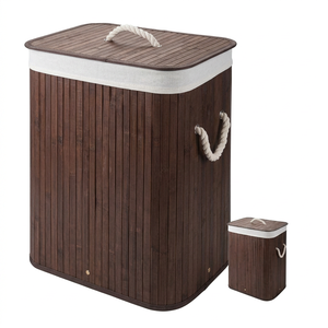 Rectangle Wooden Clothing Organizer Storage <b>Bin</b> <b>With</b> <b>Lid</b> 50x40x30cm Durable Rustic Style HMT 20043 - Product Image 1