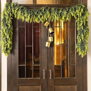 Noël Cyprès Feuille <span class=keywords><strong>Osier</strong></span> Escalier Décoration Table Pièce Maîtresse Porte D'entrée Suspendus Xmas Guirlande Couronnes - Product Image 2