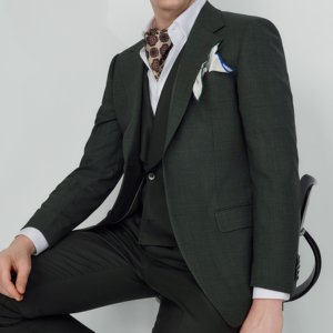 เสื้อสูทผู้ชายสุดหรูสั่งตัดพิเศษ 100% ผ้าขนสัตว์ลาย <span class=keywords><strong>Prince</strong></span> of Wales สีเขียวเข้ม สามารถจับคู่กับชุดสูทสไตล์ใดก็ได้ - Product Image 3