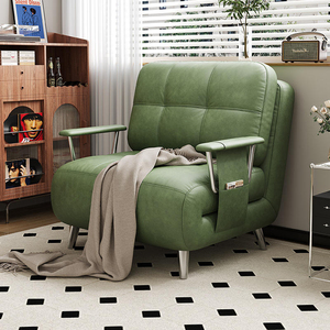 Oil Wax Leather Foldable <strong>Sofa</strong> <strong>Bed</strong> Single Dual Use for Home Bedroom Living Room Balcony Small Apartment Retractable <strong>Sofa</strong> <strong>Bed</strong> - Product Image 3