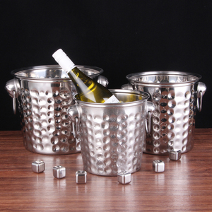 Cubetas para Hielo, Recipientes para Bebidas, Cubetas para Vino de Alta Calidad, Cubeta Redonda de Metal para Champán con Asa para Fiestas, Utensilios de Bar de Acero Inoxidable - Product Image 2