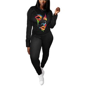 Conjunto de Pantalones Deportivos de Dos Piezas con Estampado Informal para Mujer, Talla Grande - Product Image 1