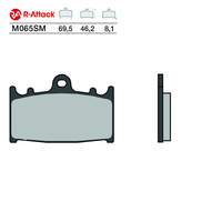 Plaquettes de frein moto R-Attack M065SM avant en cuivre fritté 69.5x46.2x8.1mm homologuées R90