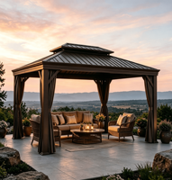 Pergola Bioclimatique à Toit Rigide en Aluminium Curtais, 4 Saisons, Étanche, Protection UV, pour Balcon et Salon Extérieur