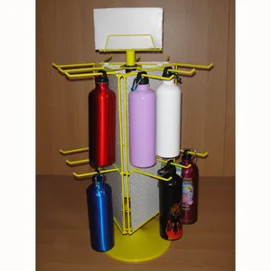 retail store table standing iron rod steel wire prong arms counter swivel hanging sports bottle metal display rack