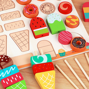 Juguete educativo de madera DIY para niños, tienda de helados, juego de simulación, ayuda didáctica para tablero de aprendizaje, helado casero - Product Image 2