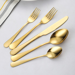 High Quality 20pcs Gold Plated Cutlery Stainless Steel Flatware <b>Set</b> for Luxury <b>Tea</b> Parties and Weddings for Hotels - Product Image 1